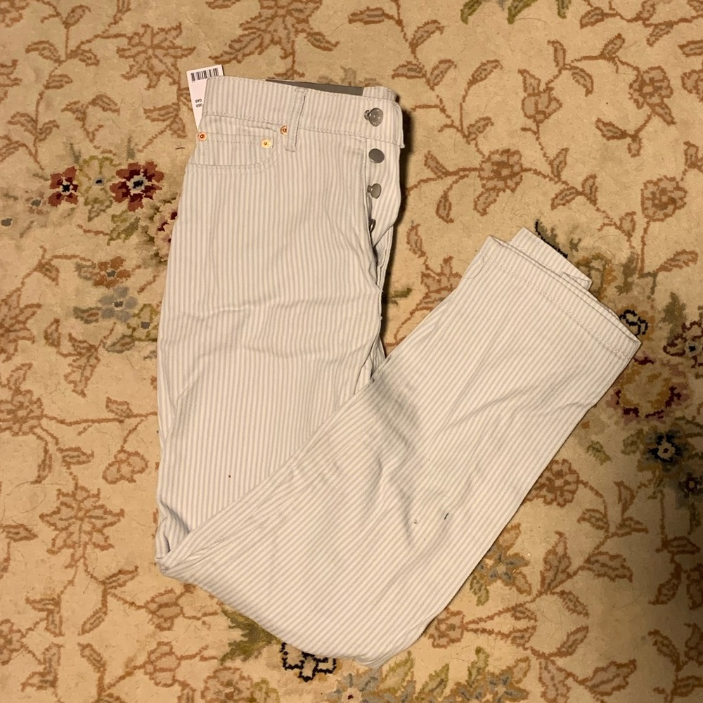 BDG Slim Fit Blue and White Striped Pants